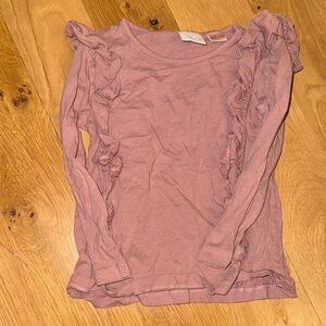 Pink Ruffled Long Sleeve Top Zara